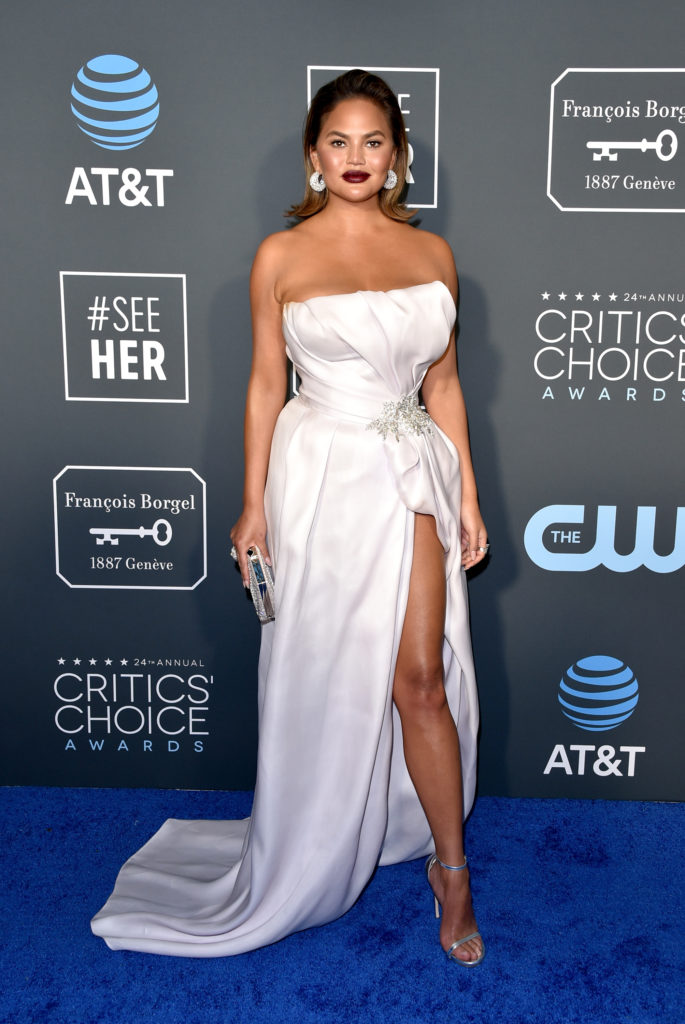 Chrissy Teigen on Red Carpet at 2019 Critics' Choice Awards