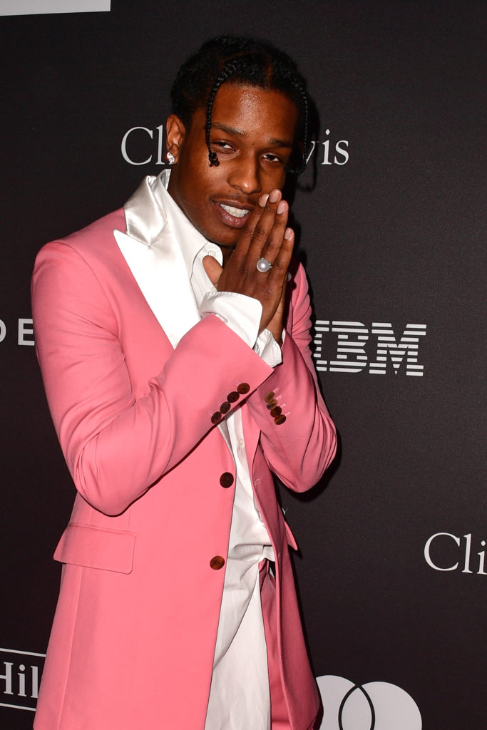 Rapper ASAP Rocky wears pink blazer at 2019 Grammys