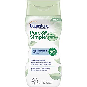 Coppertone Pure & Simple Zinc-Oxide Sunscreen sold by Amazon
