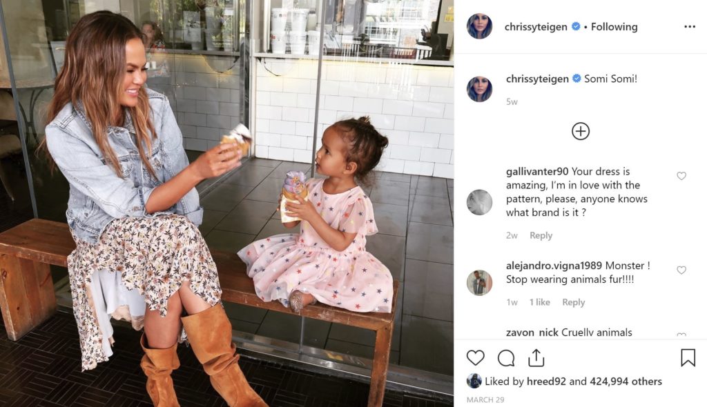 Chrissy Teigen takes candid shot with daughter Lola.